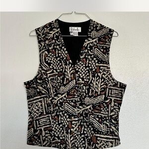 Vintage 90s Rafaella Tribal Print Vest M Southwestern Aztec Linen Cotton Blend